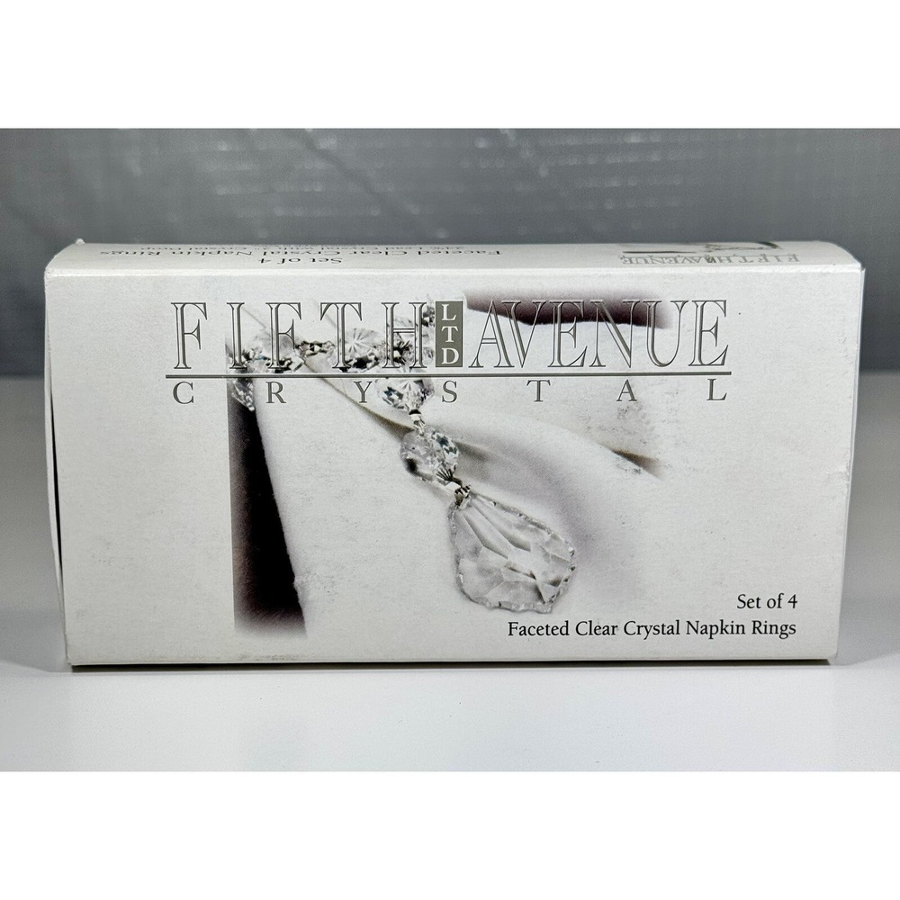 Fifth Avenue Crystal Faceted Clear Crystal Napkin Rings, Set Of 4